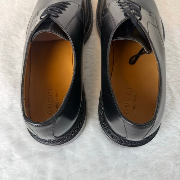 Gucci Men\'s Black  Leather Lace-Up Dress Shoes Size 11 1/2 main image 13